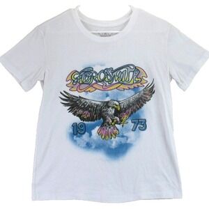 Aerosmith Eagle Graphic T Shirt White Short Sleeve Womens Size Small‎